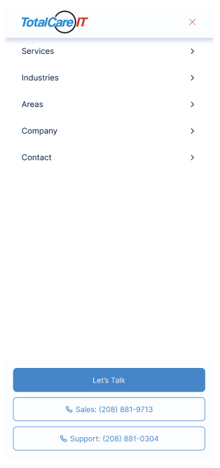 Navigation Bar — Mobile, opened