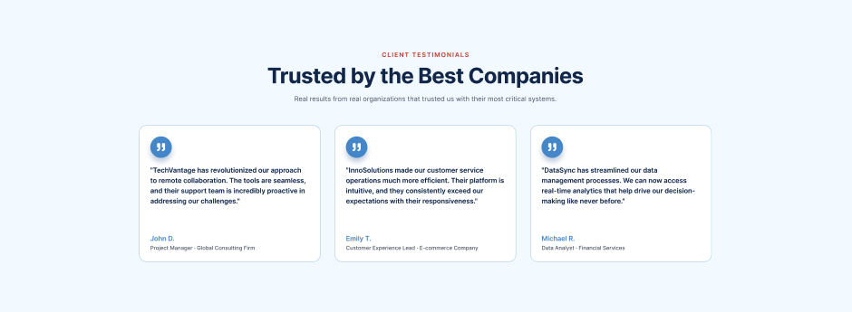 Testimonials Block — Desktop